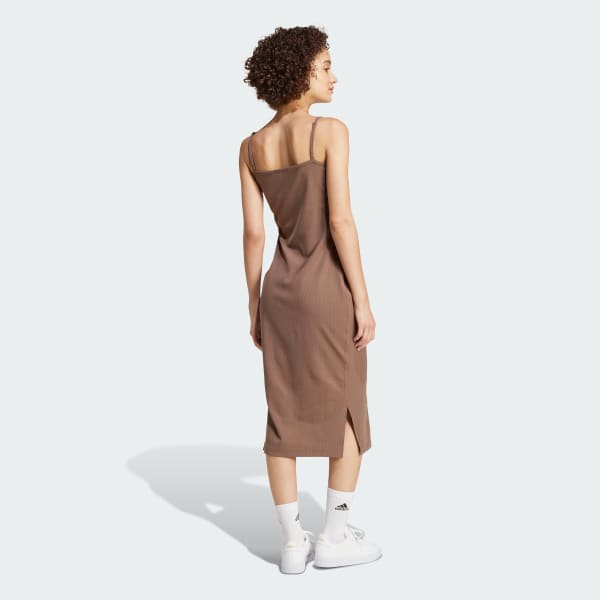Brown ALL SZN Rib Fitted Midi Dress