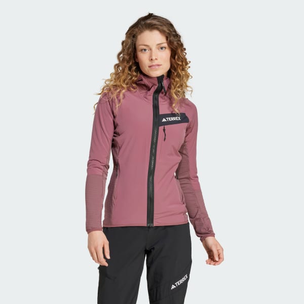 Burgundy Terrex Techrock Hooded Wind Fleecejacka