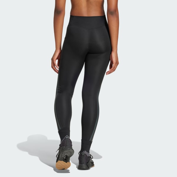 Svart Optime 3-Stripes Full-Length Tights