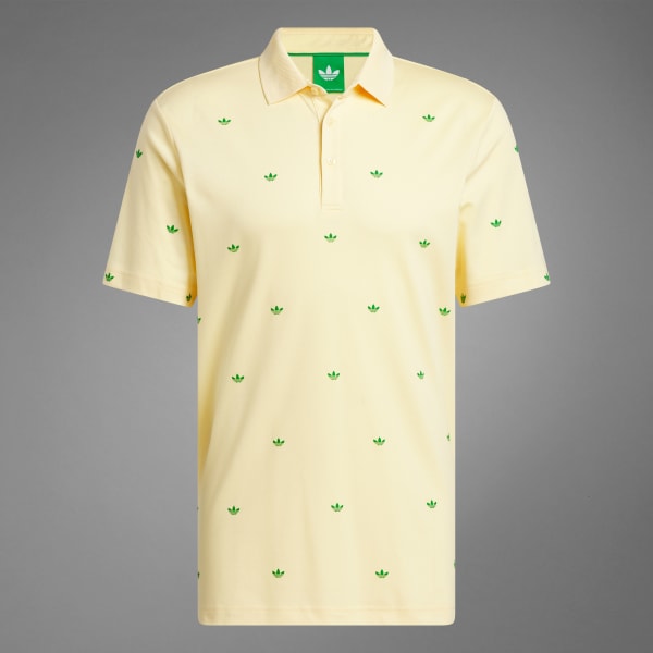 adidas Originals Printed Trefoil Polo Shirt - Yellow | Free