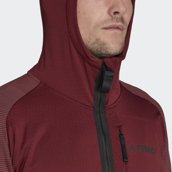 Burgundy Terrex Tech Flooce Hooded Hiking Fleece Jacket