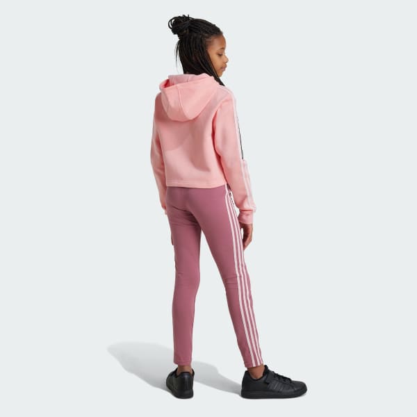 Pink Tiberio 3-Stripes Colorblock Fleece Leggings Set Kids