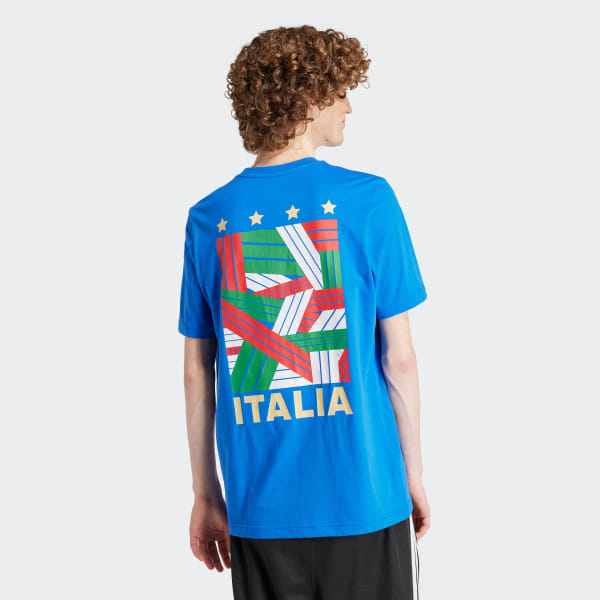 สีน้ำเงิน เสื้อยืดพิมพ์ลายสำหรับแฟนบอล Italy