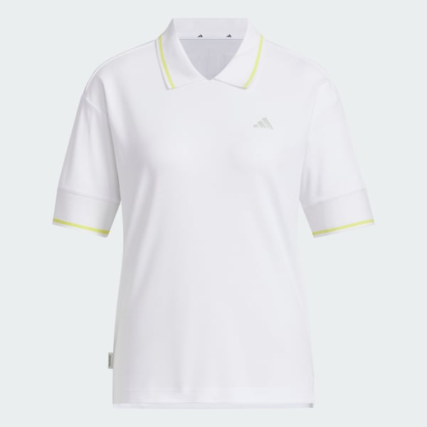 White Twistknit Polo Shirt Short Sleeve