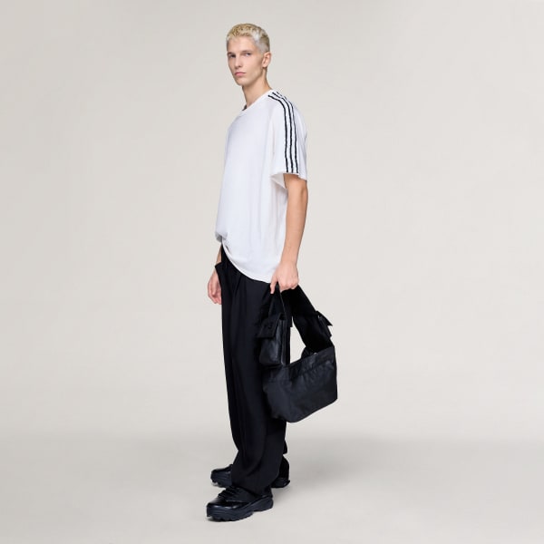 biela TRIČKO Y-3 RAW EDGE 3 STRIPES SHORT SLEEVE TEE