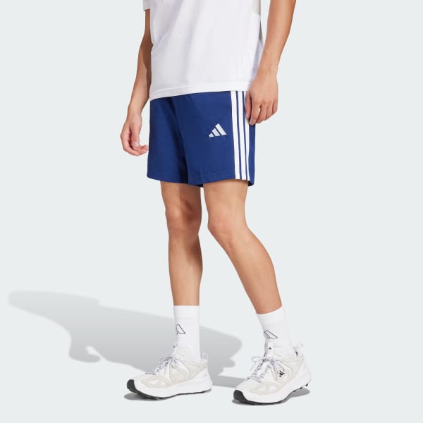 Blue Essentials 3-Stripes Single Jersey Shorts 7-Inch