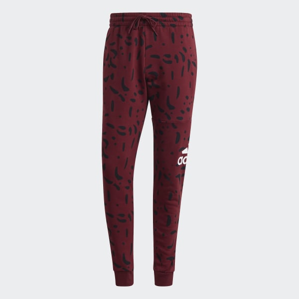 Borgonha Calça Estampada Essentials Tapered Cuff Logo