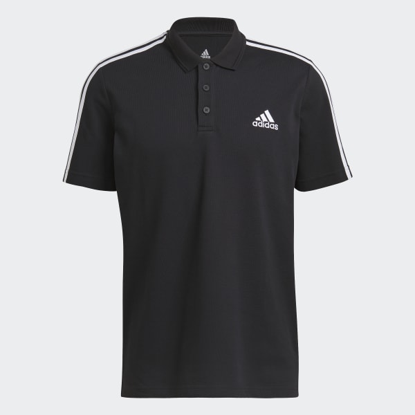 adidas AEROREADY Essentials Piqué Embroidered Small Logo 3-Stripes Polo - Black | adidas Singapore