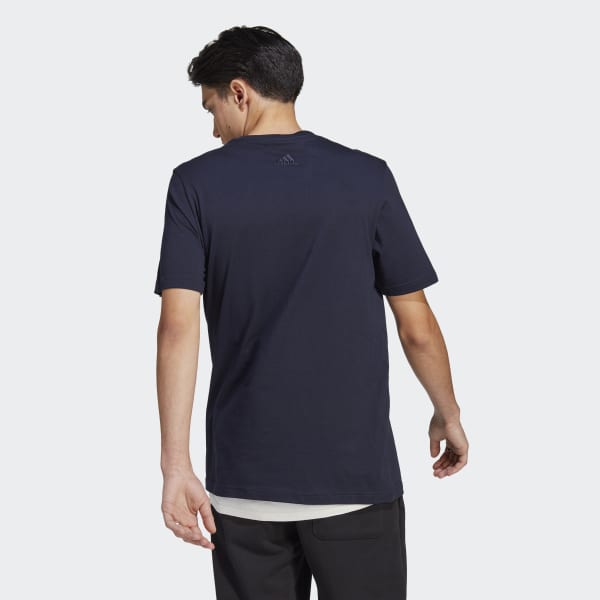 Blue Essentials Single Jersey Linear Embroidered Logo T-Shirt