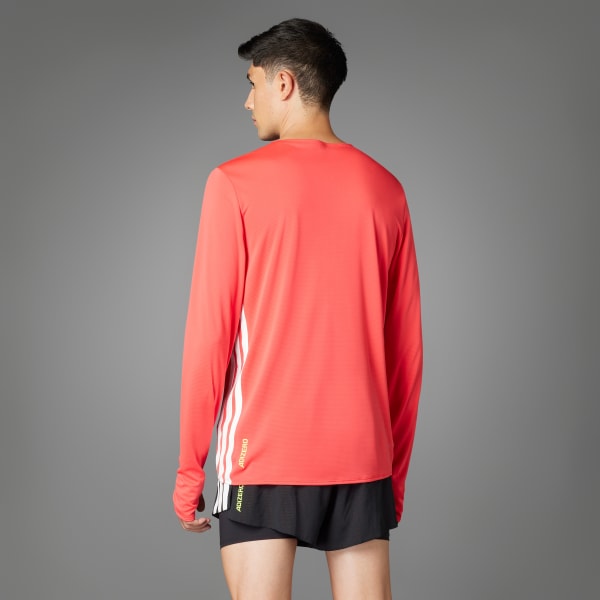 Rouge T-shirt manches longues de running Adizero