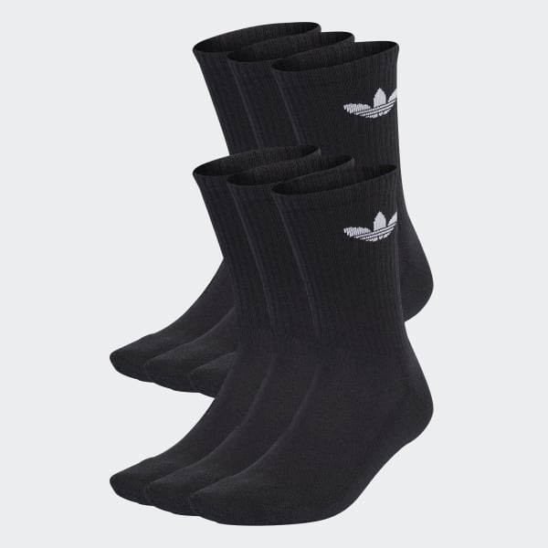 adidas Trefoil Cushion Crew Socks 6 Pairs - Black | Free Delivery ...