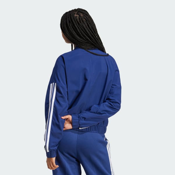 Azul Campera Bómber Essentials 3 Tiras Lifestyle Tejida
