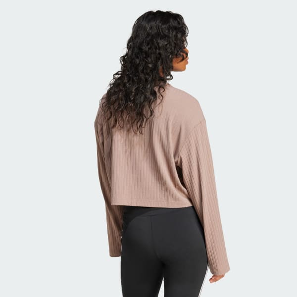 Brown Essentials Wide Rib Long Sleeve Tee