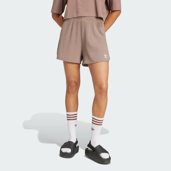 Brown Essentials Wide Rib Sprinter Shorts