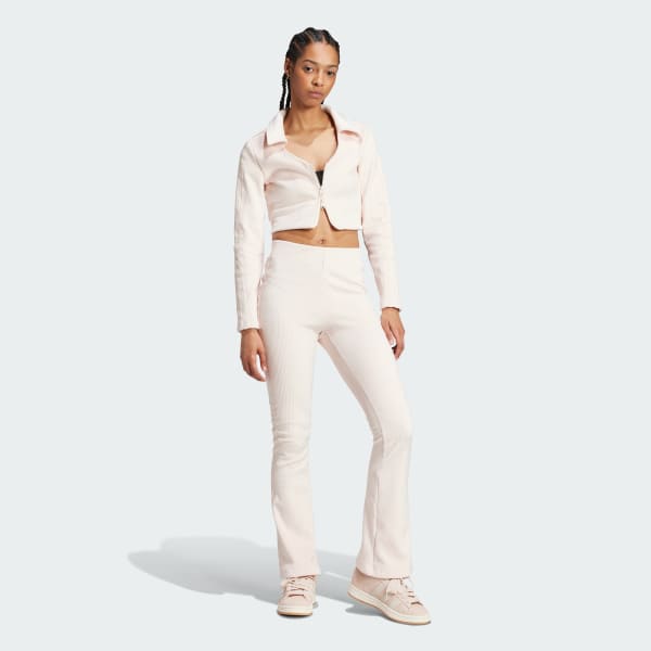 【Adidas】クロップド リブカーディガン ジャケット 関税込み アディダス リブ カーディガン - ピンク | アディダス ジャパン