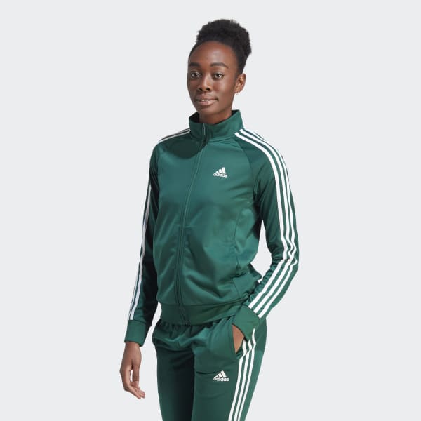 adidas Primegreen Essentials Warm-Up Slim 3-Stripes Track Jacket - Green, Women's Training