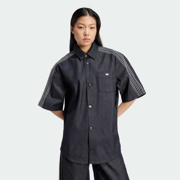 Azul Polo Denim Manga Corta