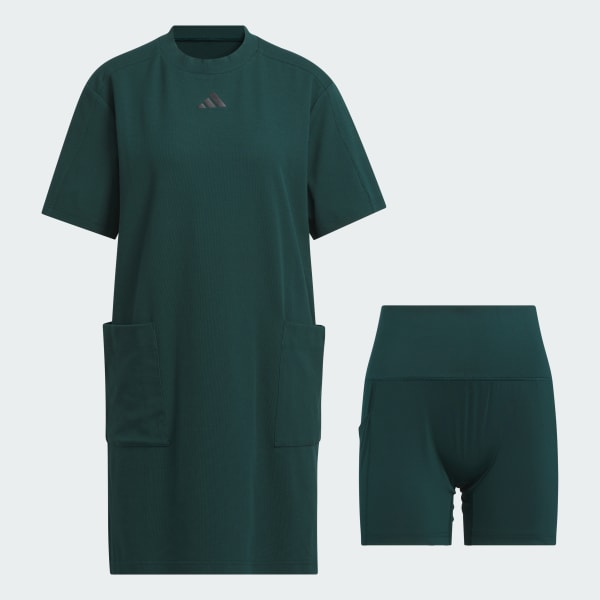 Hijau Gaun Mock Neck Longgar Beyond The Course