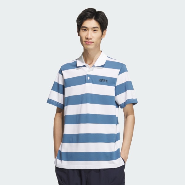 White Piqué Stripe Polo Shirt