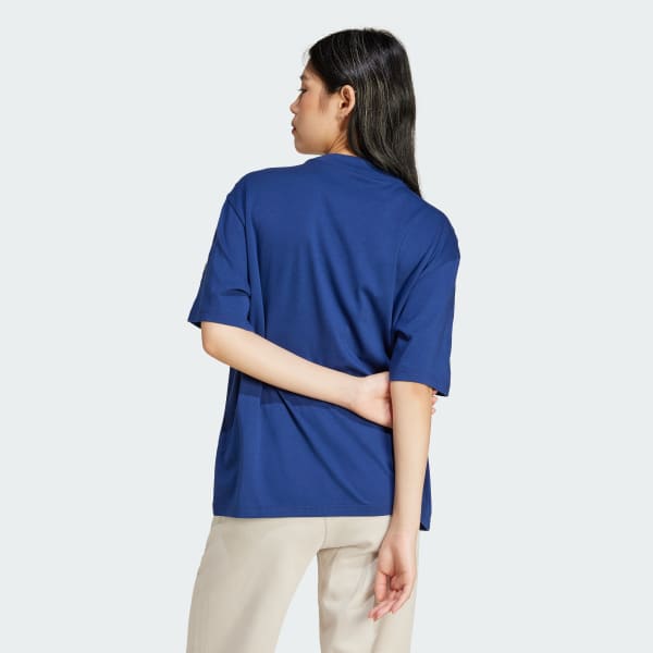 Blue Essentials Contemporary Logo Boyfriend T-Shirt