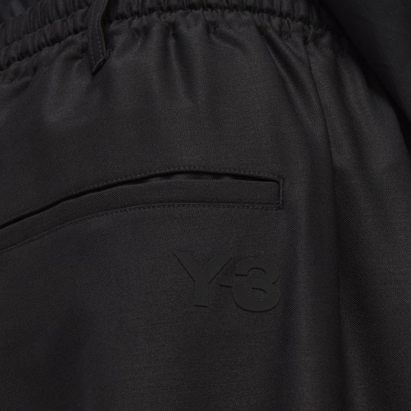 zwart Y-3 3-Stripes Refined Wool Cuffed Broek