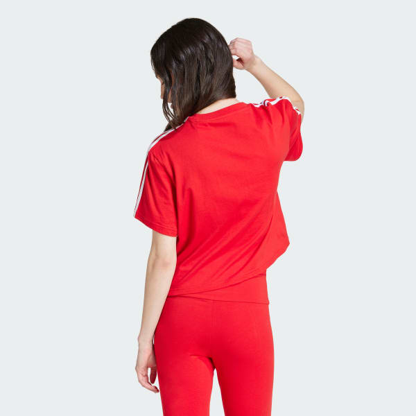 Red Essentials 3-Stripes Single Jersey Crop Top