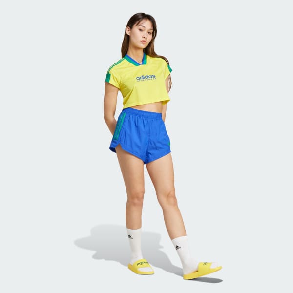 Yellow Tiro Cut 3-Stripes Crop Jersey