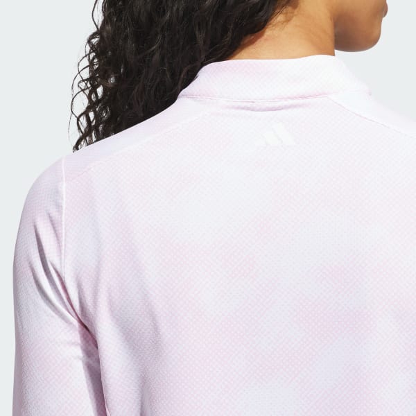 adidas Ultimate365 Printed Quarter-Zip Mock Neck Top - Pink | Free