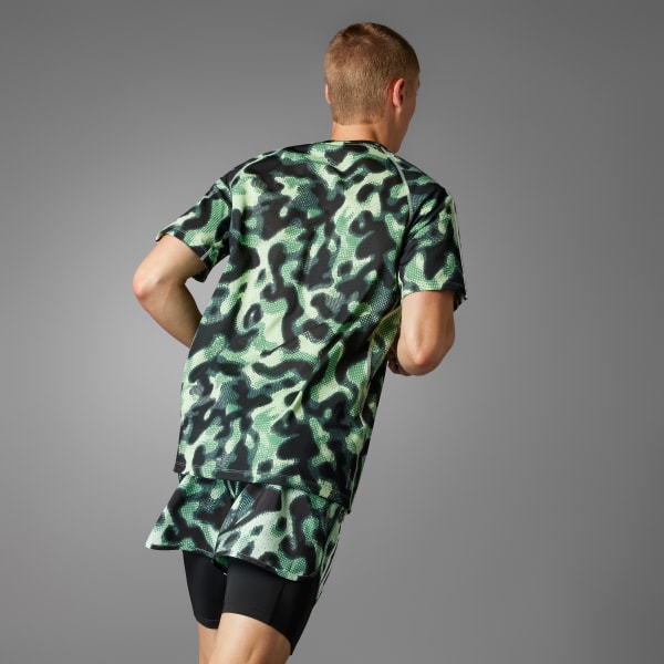 adidas Own the Running T-Shirt 3-Stripes Run - Men\'s US Green Print | Allover adidas 