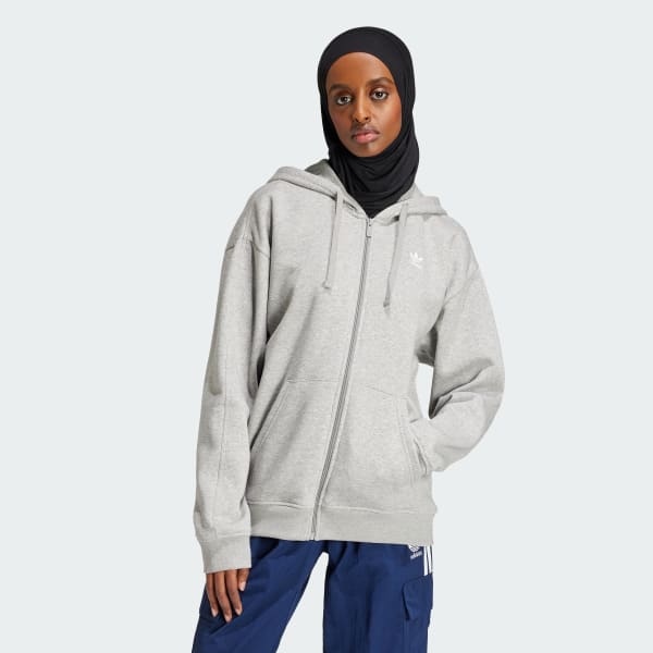 Grey Essentials Full-Zip Fleece Hoodie