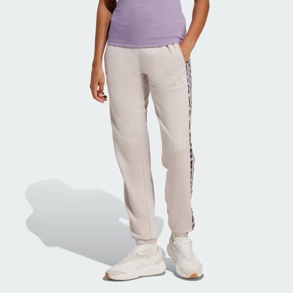 Purpura Pantalón Seasonal Essentials Leopard Print de Tela French Terry 3 Tiras
