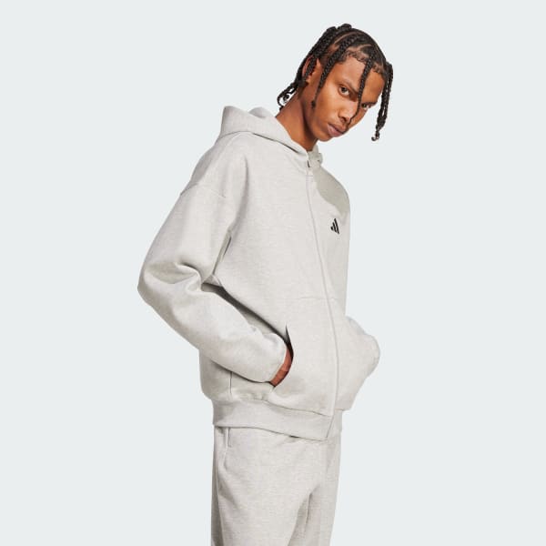 Grey Future Icons Small Logo Full-Zip Hoodie