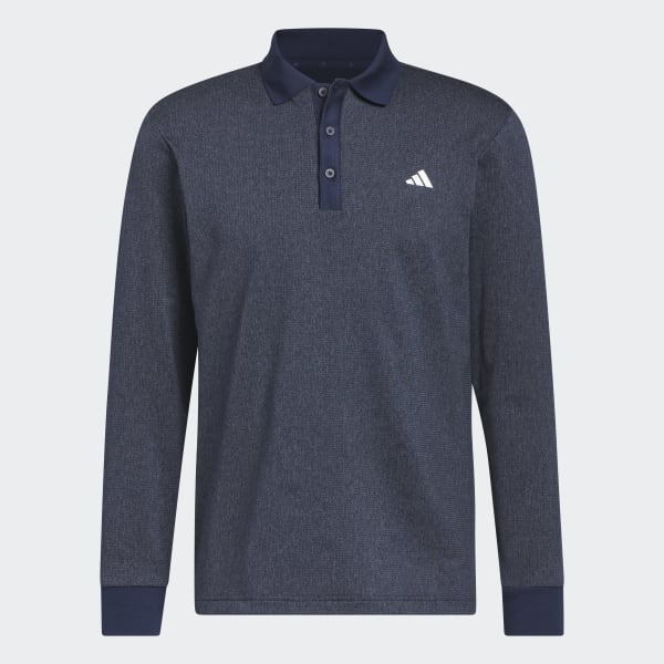 Blue Essentials Heathered Long Sleeve Polo Shirt