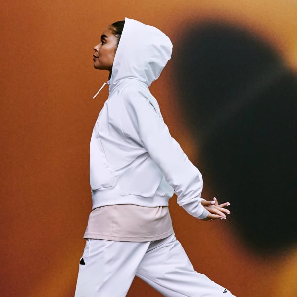 adidas Z.N.E. Woven Full-Zip Hoodie - White | Free Shipping with