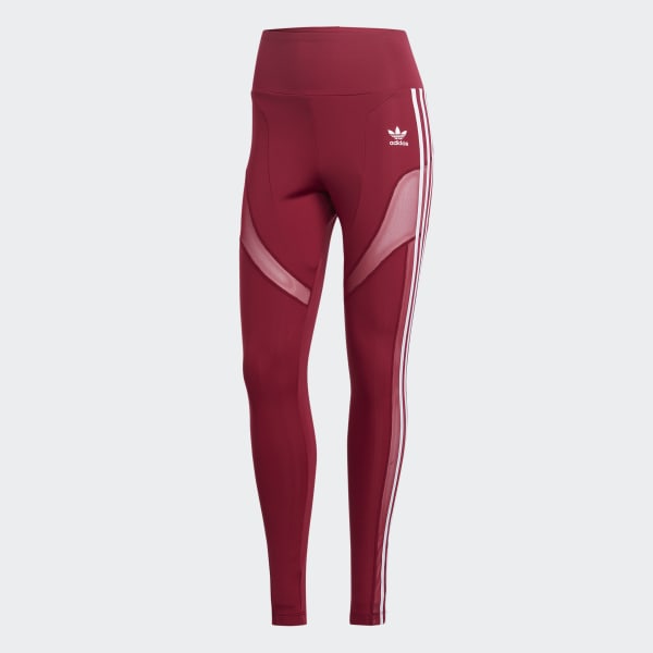adidas Women s Lifestyle adicolor Trefoil Leggings Red Free Shipping with adiClub adidas US