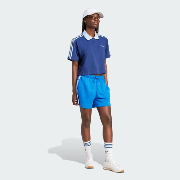 adidas Originals ルーズ クロップ ポロシャツ アディダス ルーズ クロップ ポロシャツ - ホワイト