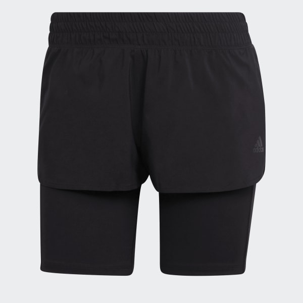 Preto Shorts Corrida 2 em 1 Run Icons