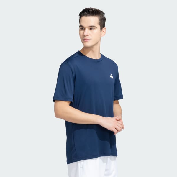 Blue BOS Logo 3-Stripes Tee