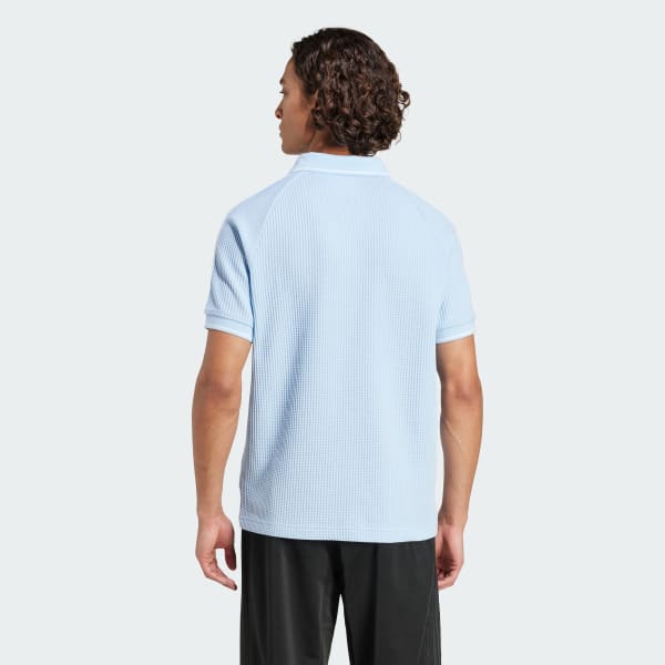 Blue adidas Originals Waffle Knit Polo Shirt