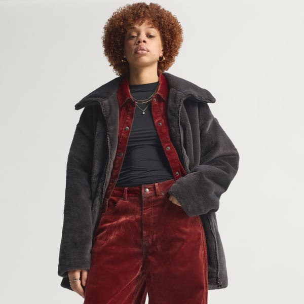 adidas Hooded Fur Jacket - Black | Free Shipping with