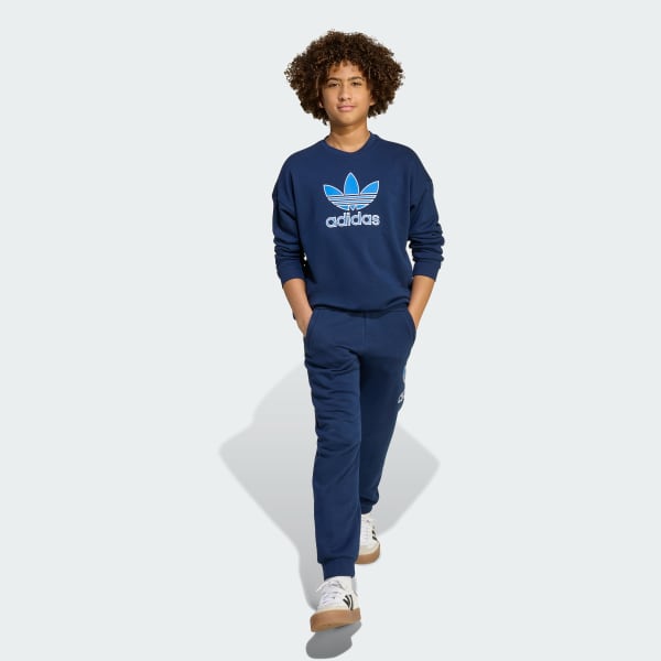 Blu Felpa Trefoil Crew Junior