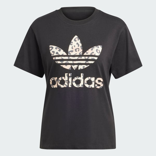 adidas Originals Leopard Luxe Trefoil Tee - Black | Free Shipping with ...