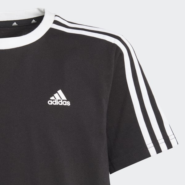 Noir T-shirt en coton à coupe ample boyfriend Essentials 3-Stripes