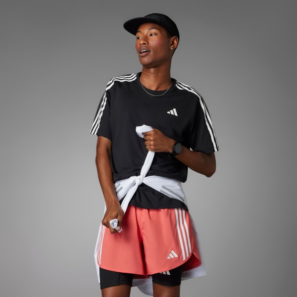 Adidas run it hot sale 3 stripes tee