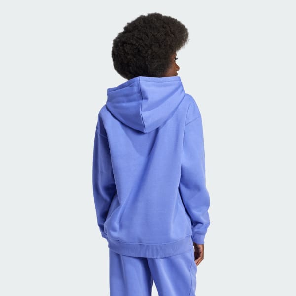 Azul Camisola Larga com Capuz em Fleece Essentials