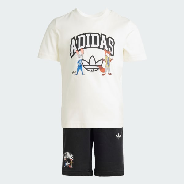 Blanco Conjunto de shorts y camiseta adidas X Disney para niños