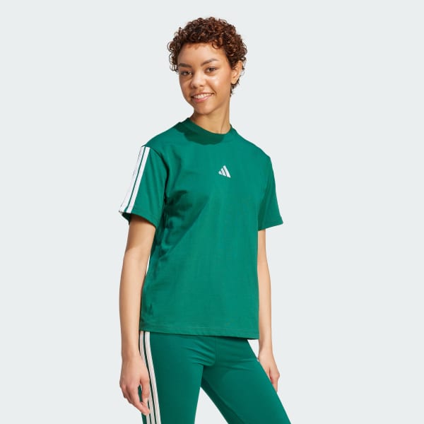 Πράσινο Essentials 3-Stripes Cotton Tee