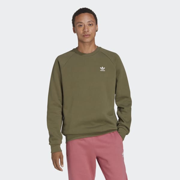 adidas Trefoil Essentials Crewneck Sweatshirt Green | Men's Lifestyle | adidas US