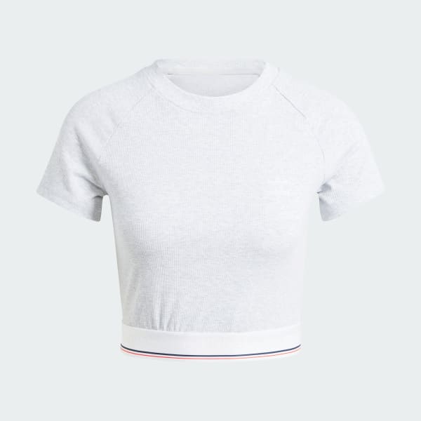 Tシャツ・カットソー adidas Tape waistband tee melange IS2318 adidas Tape Waistband T-Shirt - Grey | Free Delivery | adidas UK