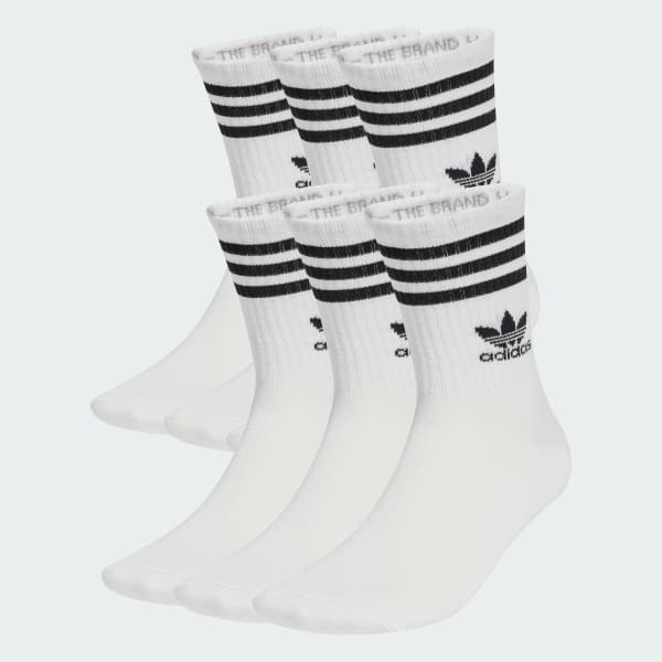 Bialy Skarpetki 3-Stripes Crew 6 Pairs